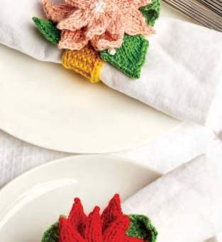 Poinsettia Christmas Table Napkin Rings Knitting Pattern Knitting Pattern