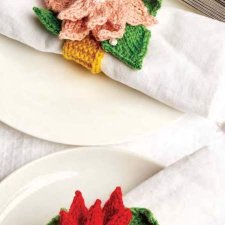 Poinsettia Christmas Table Napkin Rings Knitting Pattern Knitting Pattern