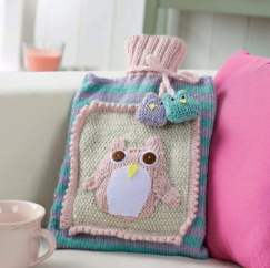 Owl Hot Water Bottle Cover Knitting Pattern