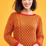 Cable Sweater with Contrast Edge Knitting Pattern