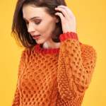 Cable Sweater with Contrast Edge Knitting Pattern