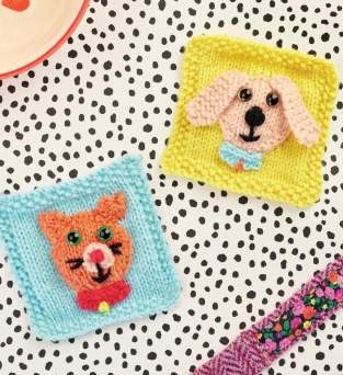 Cat and Dog Animal Pocket Patches Knitting Pattern Knitting Pattern