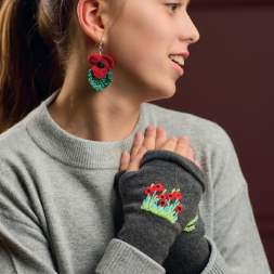 Remembrance Poppy Fingerless Mittens | Sewing with Knits Pattern Knitting Pattern