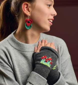 Remembrance Poppy Fingerless Mittens | Sewing with Knits Pattern Knitting Pattern