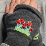 Remembrance Poppy Fingerless Mittens | Sewing with Knits Pattern Knitting Pattern