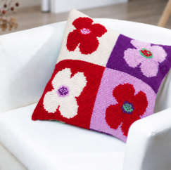 Poppy Flower Cushions Knitting Pattern - Knitting Pattern
