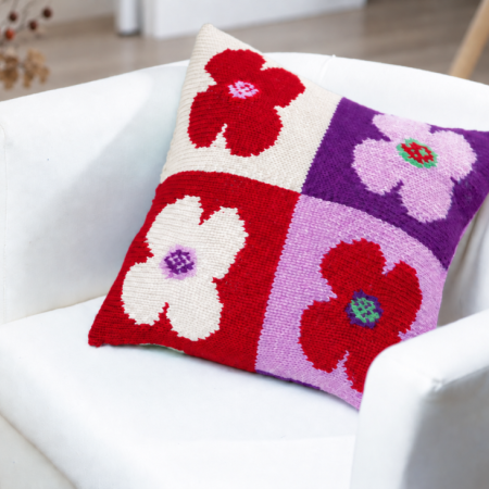 Poppy Flower Cushions Knitting Pattern Knitting Pattern