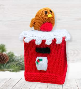Festive Postbox Chocolate Orange Cover Pattern Knitting Pattern