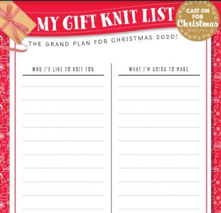 Cast On For Christmas: Gift Knit List Knitting Pattern