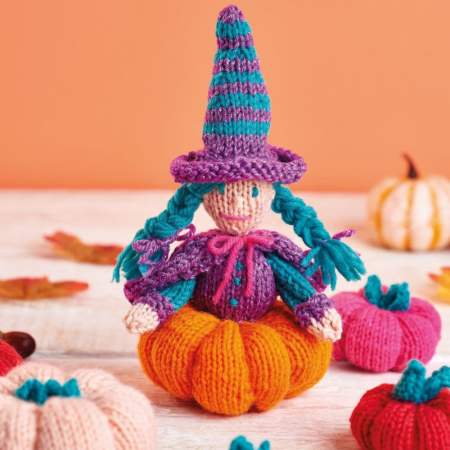 Spooky Pumpkin Witch Doll Knitting Pattern Knitting Pattern