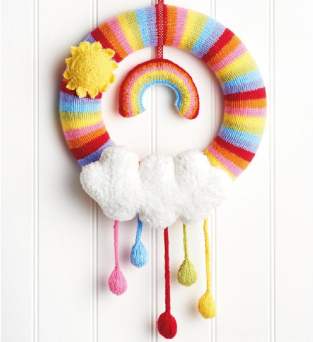 Easy Rainbow Wreath Knitting Pattern Knitting Pattern