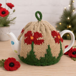Remembrance Day Poppy Tea Cosy Set Knitting Pattern Knitting Pattern
