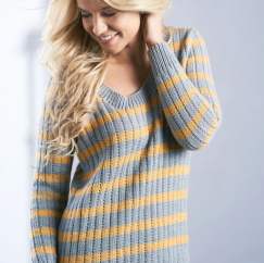 Stripe Rib Sweater Knitting Pattern