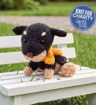 Rodney Rottweiler Knitted Toy Dog | Charity Pattern Knitting Pattern