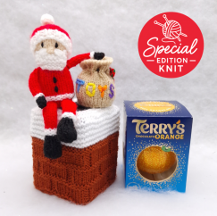 Santa on Chimney Chocolate Orange Box Cover Pattern - Knitting Pattern