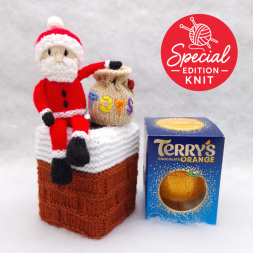 Santa on Chimney Chocolate Orange Box Cover Pattern Knitting Pattern