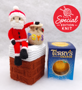 Santa on Chimney Chocolate Orange Box Cover Pattern Knitting Pattern
