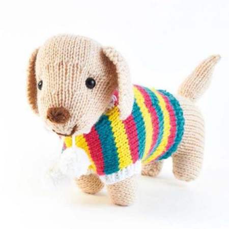 Lincoln Stripy Dachshund Toy Knitting Pattern Knitting Pattern