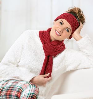 Cabled scarf and headband