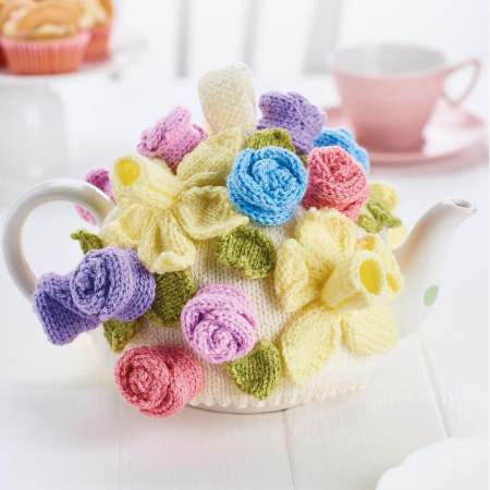 Knitted Pastel Flower Teacosy Project Knitting Pattern