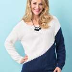 Slant Pattern Colourblock Sweater Knitting Pattern