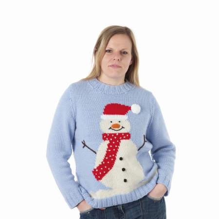 Large Adult Snowman Sweater Knitting Pattern