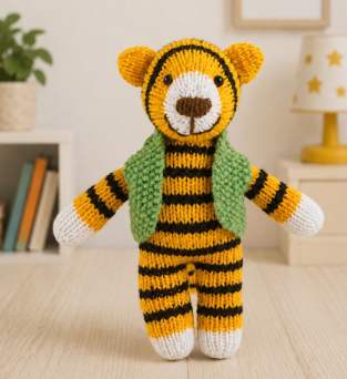 Smiling Tiger Toy Knitting Pattern Knitting Pattern