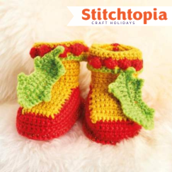 Christmas Holly Baby Booties Crochet Pattern Crochet Pattern