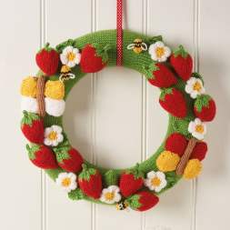 Strawberry Floral Spring Wreath Knitting Pattern Knitting Pattern