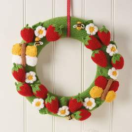 Strawberry Floral Spring Wreath Knitting Pattern Knitting Pattern