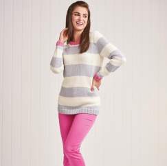 Stripe Sweater and Beanie Hat Knitting Pattern