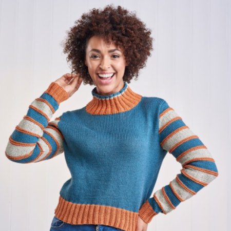 Stripe Sleeve Sweater Knitting Pattern