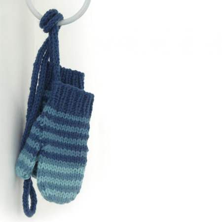 Striped Child’s Mittens on String Knitting Pattern