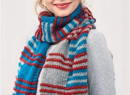 Stripy Colourwork Scarf Knitting Pattern Knitting Pattern