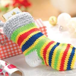 Simple Stripy Stocking Decoration Knitting Pattern Knitting Pattern