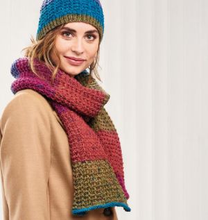 Stripy Textured Scarf and Hat
