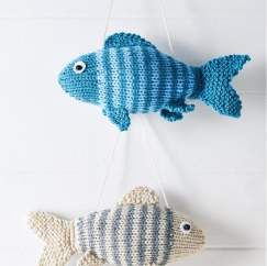 Stripy fish hanging decorations Knitting Pattern