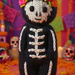 Sugar Skull Skeleton Comfort Doll | Halloween Knitting Pattern Knitting Pattern