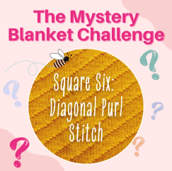 The Mystery Blanket Challenge Square Six: Diagonal Purl Stitch Knitting Pattern