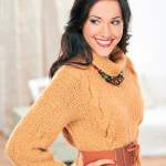 Cowl-neck cabled sweater Knitting Pattern