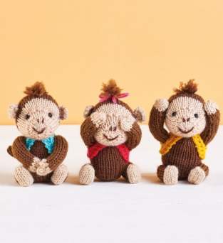 Three Wise Monkeys Knitting Pattern Knitting Pattern