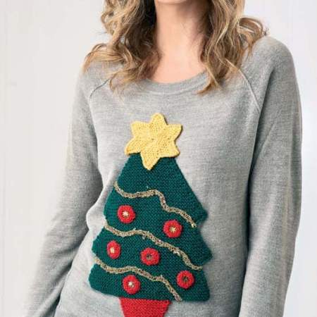 Christmas Tree Applique Patch Knitting Pattern