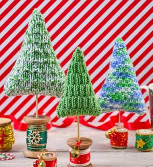 Trio of Trees Decoration Knitting Pattern Knitting Pattern