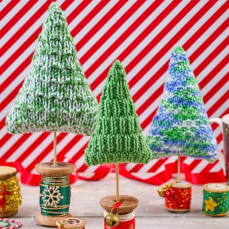 Trio of Trees Decoration Knitting Pattern Knitting Pattern