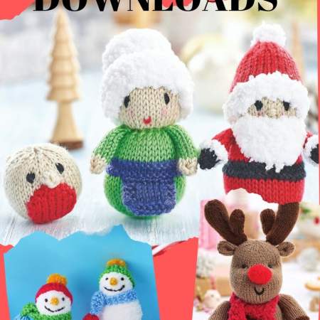 5 Festive Downloads - Snowman, Reindeer, Santa, Mrs Claus, Robin Knitting Pattern