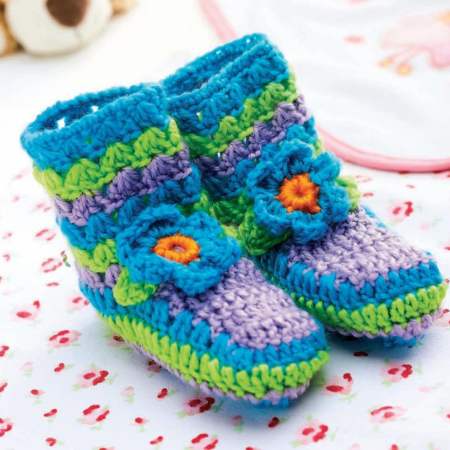 Fancy Flower Crochet Baby Bootees crochet Pattern