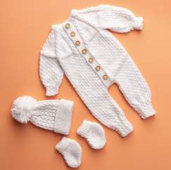 Newborn Baby Romper, Boots & Hat Knitting Pattern