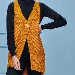 Chunky asymmetric waistcoat Knitting Pattern