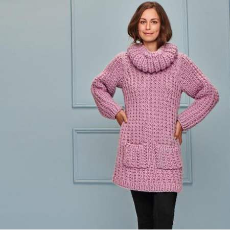Chunky jumper dress and cowl set Knitting Pattern