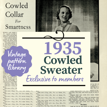 Vintage Pattern: Cowled Collar Sweater Knitting Pattern